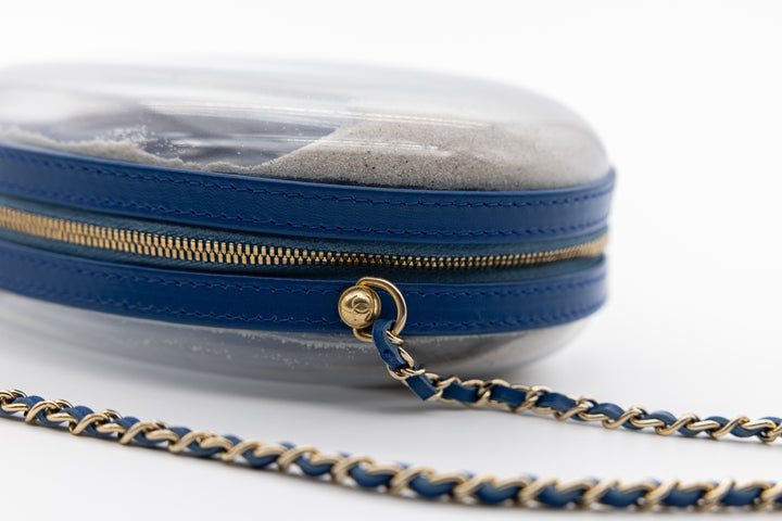 Chanel Sandbag Minaudière Blue PVC Gold Hardware 2019
