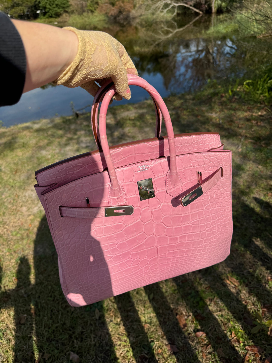 Hermes Bubblegum Matte Croc Birkin 35 PHW