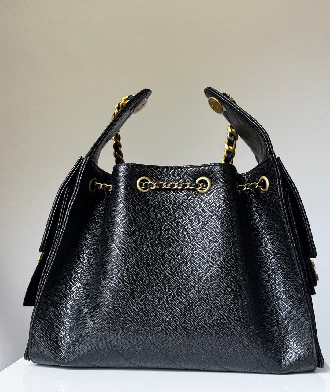 Chanel 25 Black Small Caviar Hobo Bag