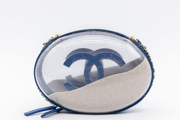 Chanel Sandbag Minaudière Blue PVC Gold Hardware 2019
