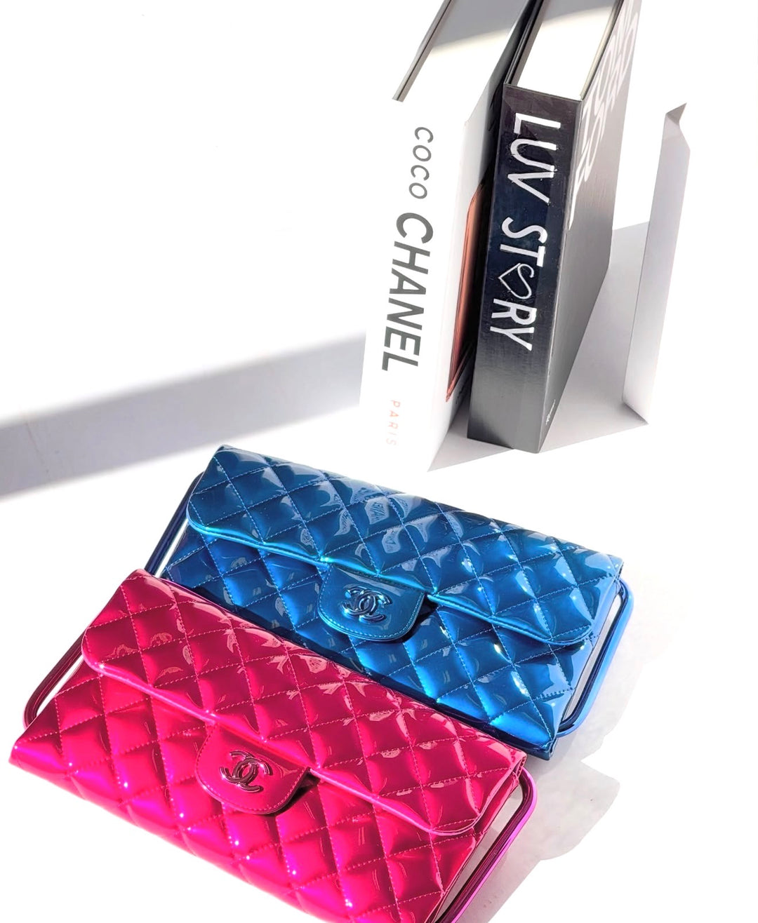 Chanel Classic Flap Patent Metallic Frame Clutch