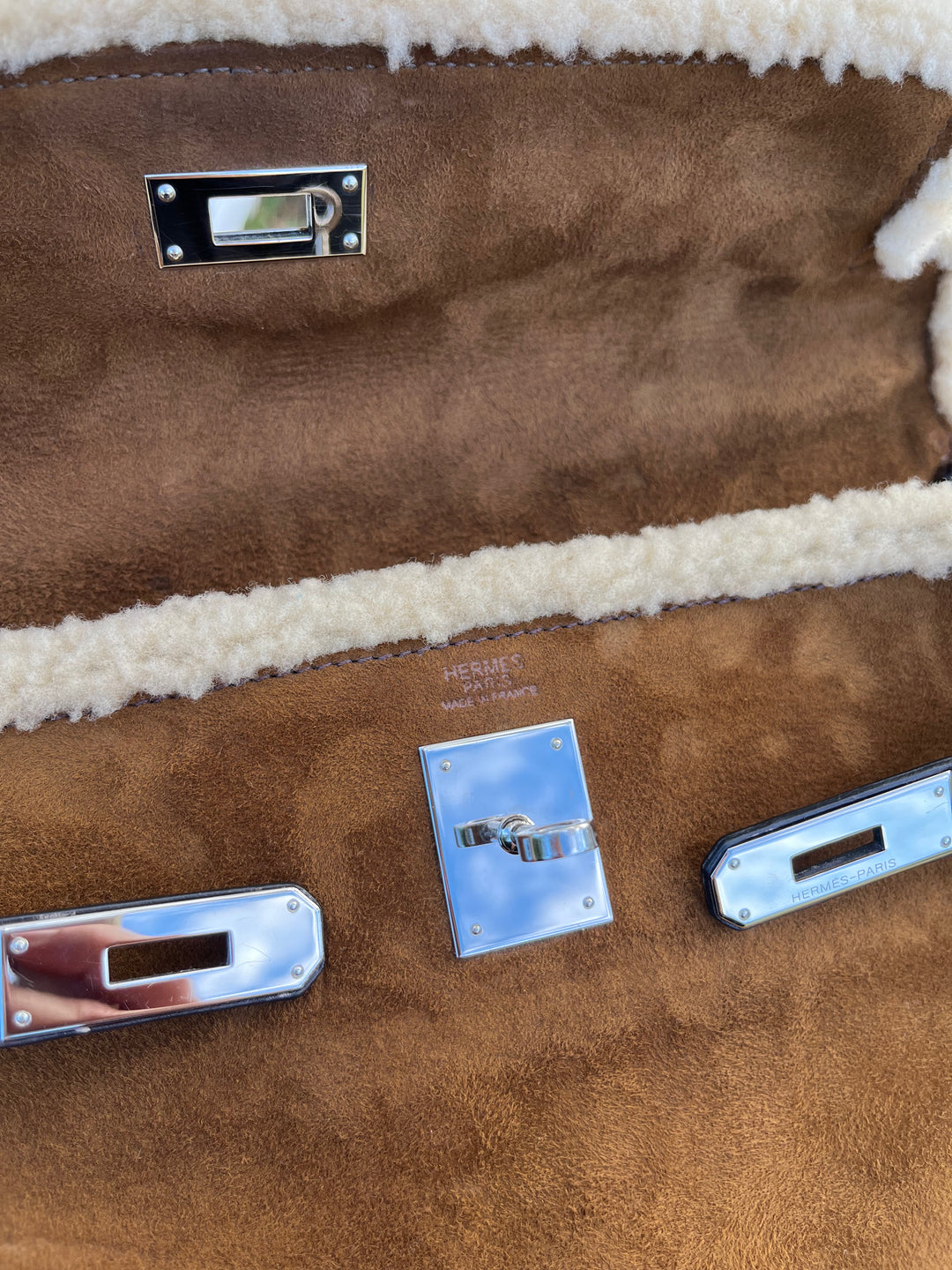 Hermes Shearling Teddy Kelly 35 PHW
