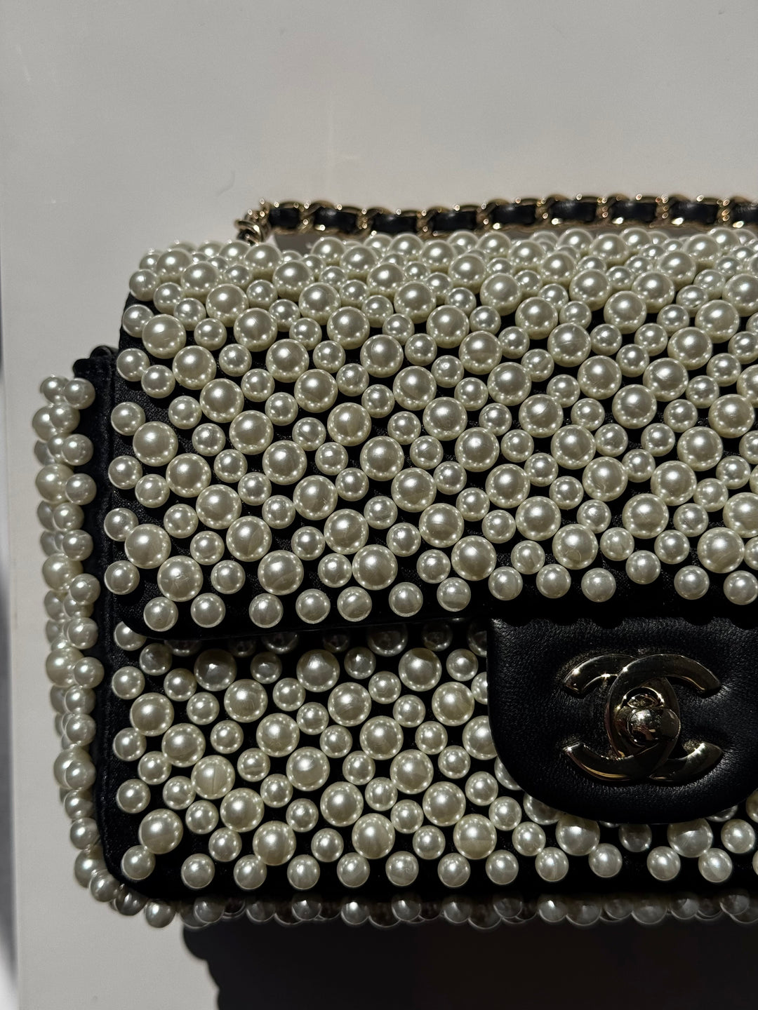 Chanel 19S Pearl Embellished Mini Rectangular Flap Bag