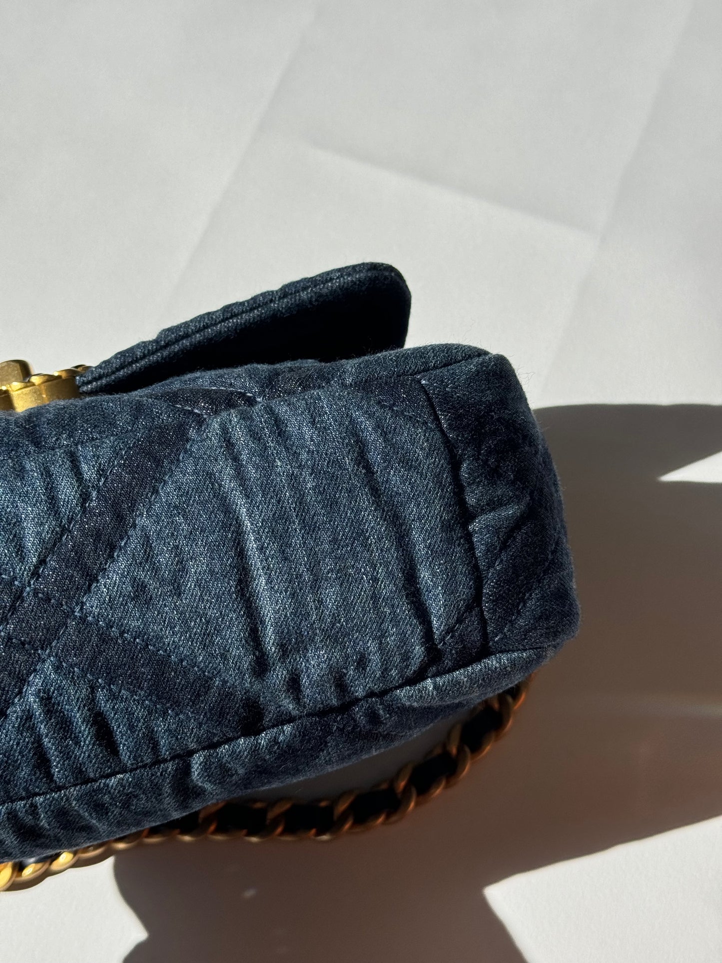 Chanel Small Navy Quilted Denim 19 Flap Bag