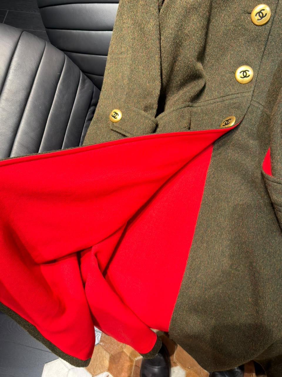 Chanel CC Military Green Wool Runway Coat 1992