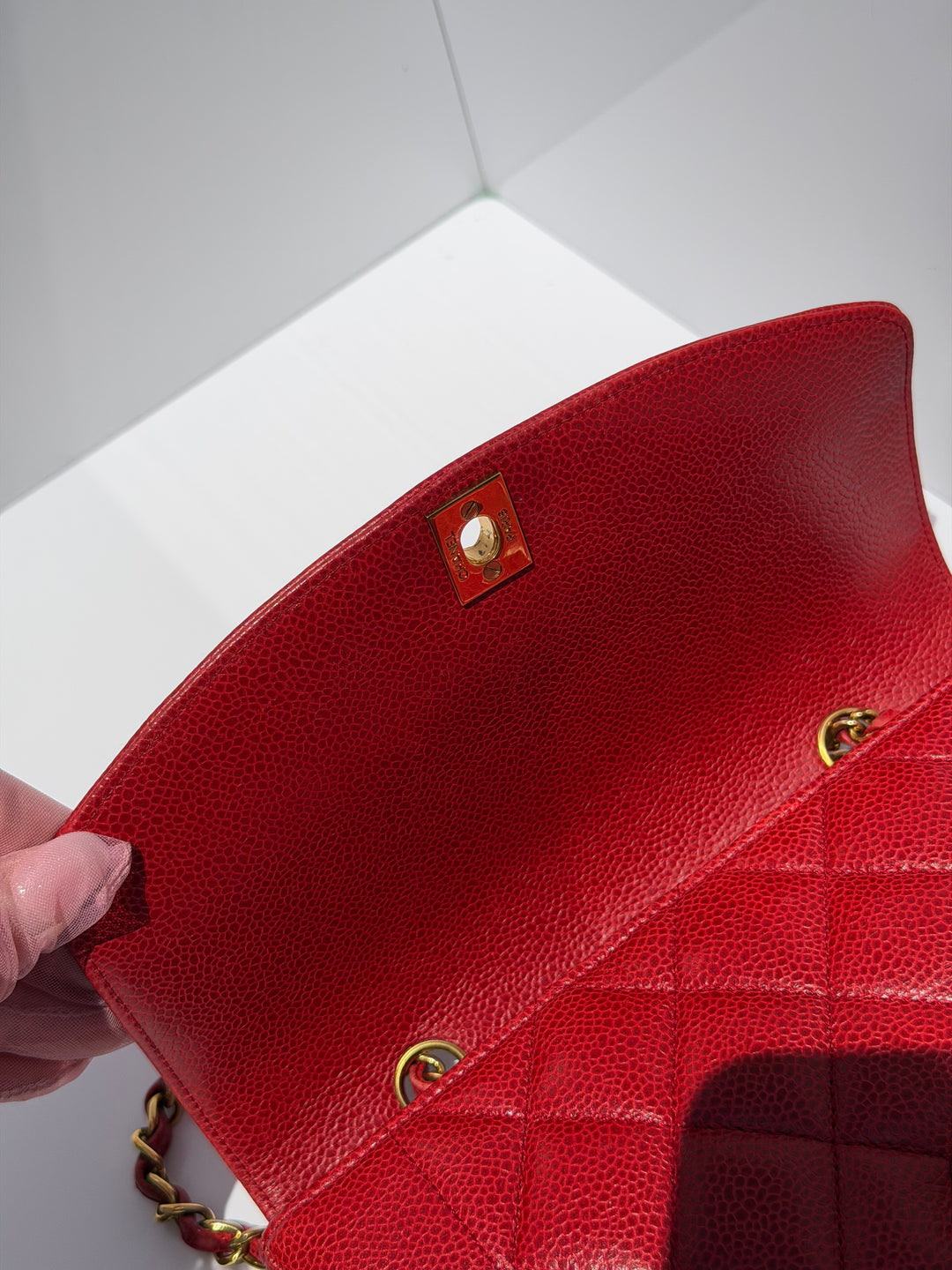 Chanel Small Diana Flap Bag Caviar Red 24K Plated Gold Hardware 1994