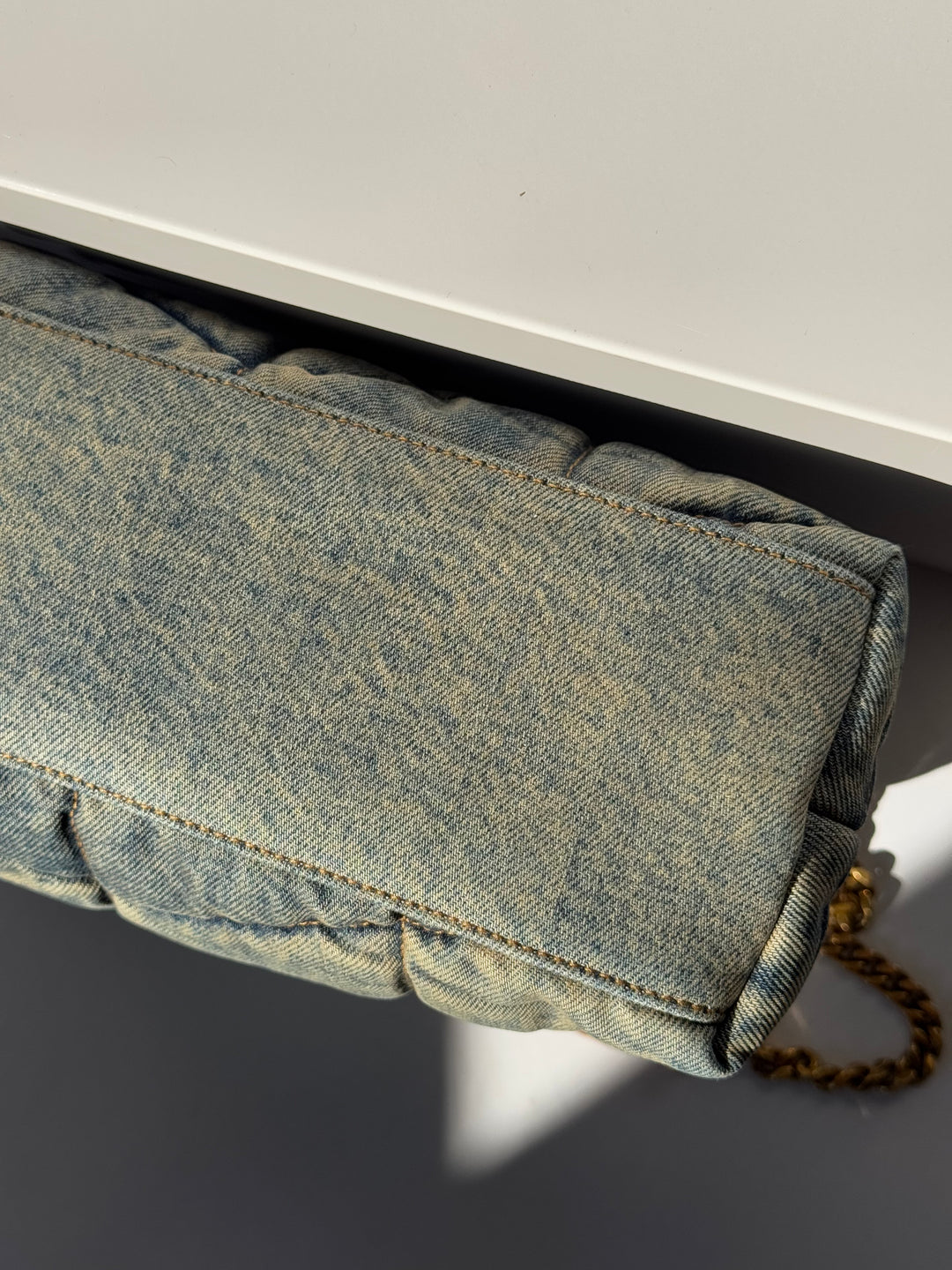 Saint Laurent Medium Denim Puffer Quilted Shoulder Bag