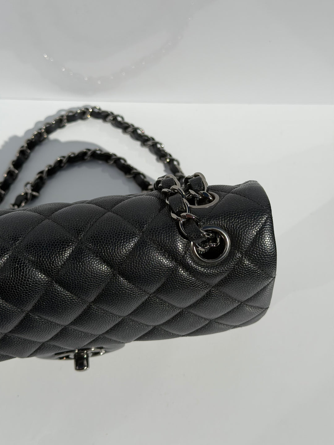 Chanel 18C Black Iridescent Small Caviar Double Flap Bag