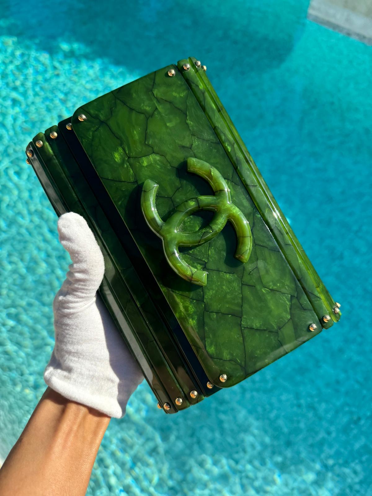 Chanel RARE Green Tortoise Minaudiere Crossbody