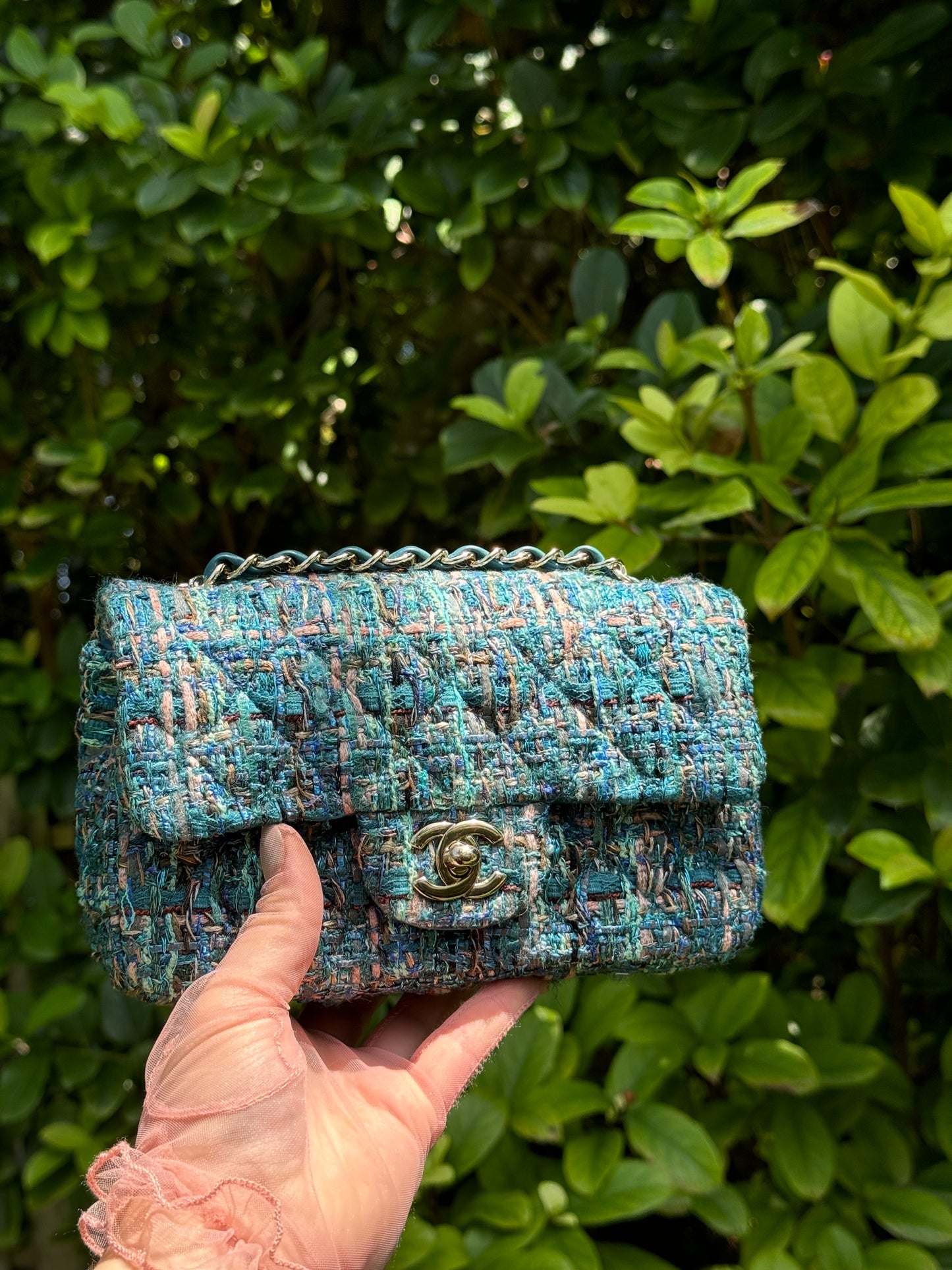 Chanel 19A Blue Egypt Tweed Mini Flap