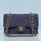 Chanel 1997 Medium 24K Navy Camellia Classic Flap Bag