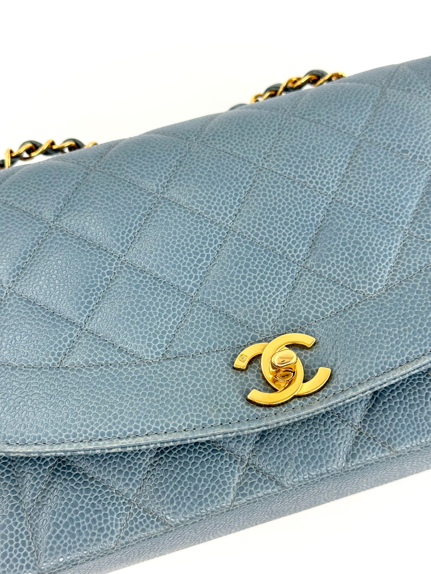 Chanel Baby Blue 24K Medium Caviar Diana Flap Bag