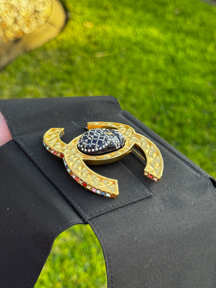 Chanel 19A Egypt Multicolor XL Beatle Brooch