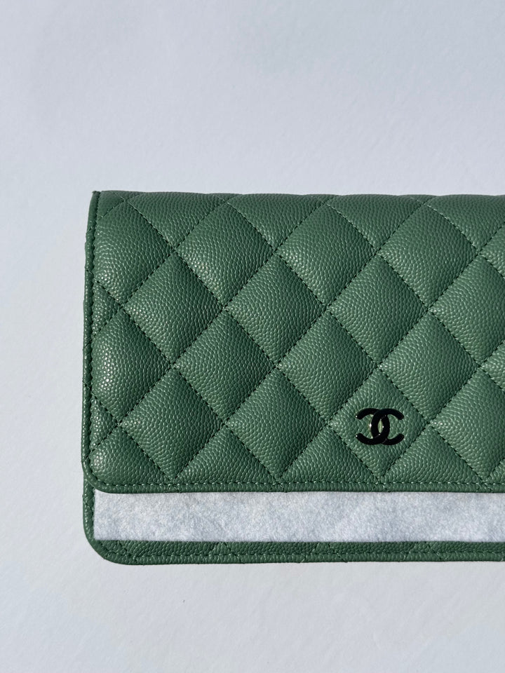 Chanel Light Green Caviar WOC