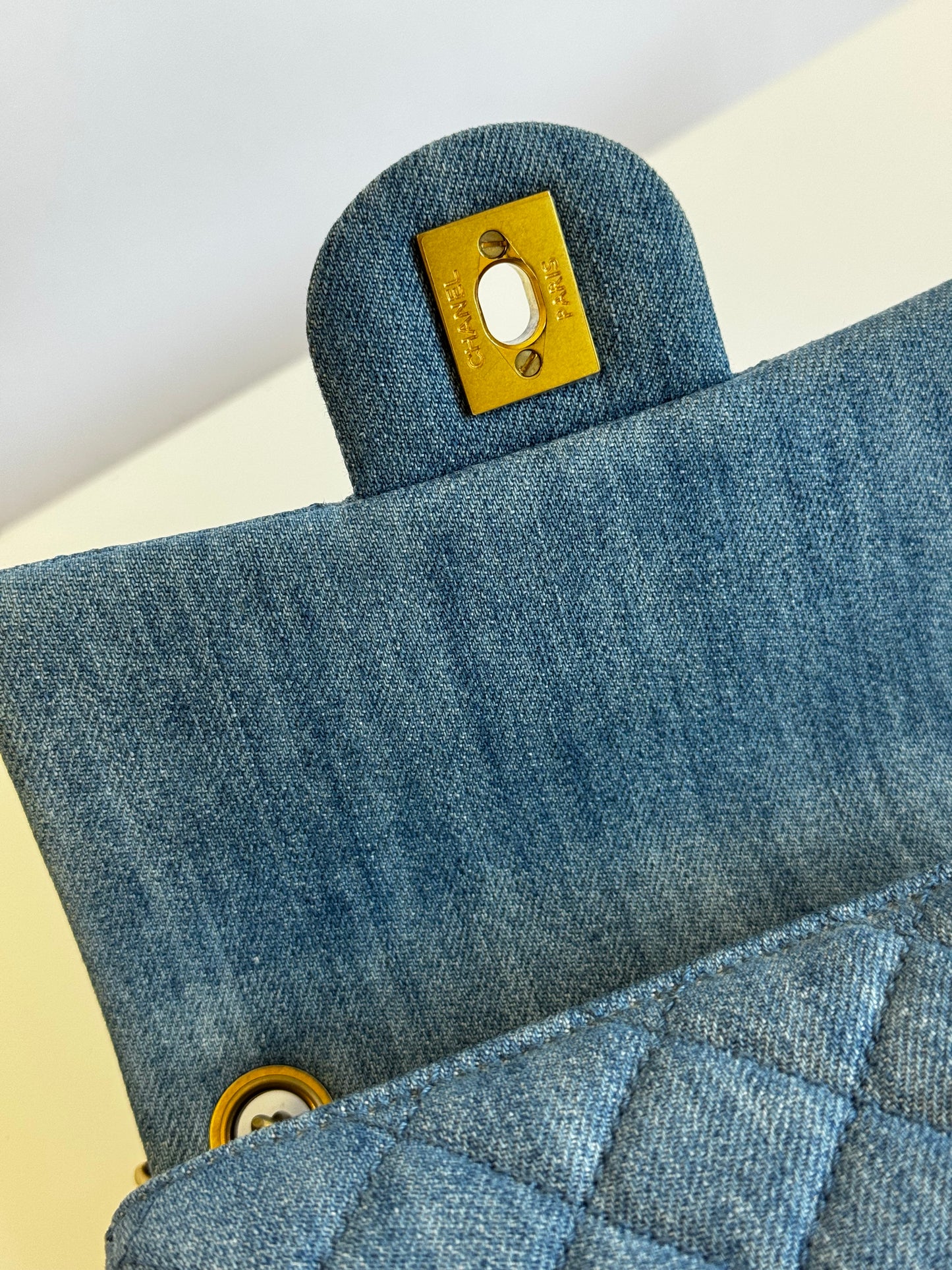 Chanel Denim Quilted Mini Pearl Crush Crossbody Bag