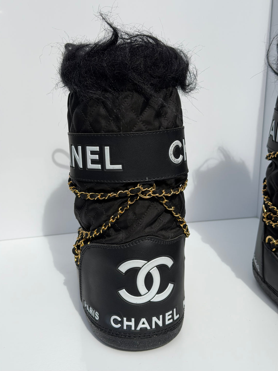 Chanel Apres Ski Moon Boots Black White 1993