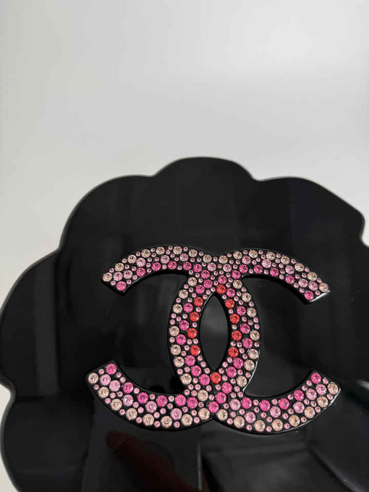 Chanel 2018 Runway Pink Strass & Resin Camelia Minaudiere