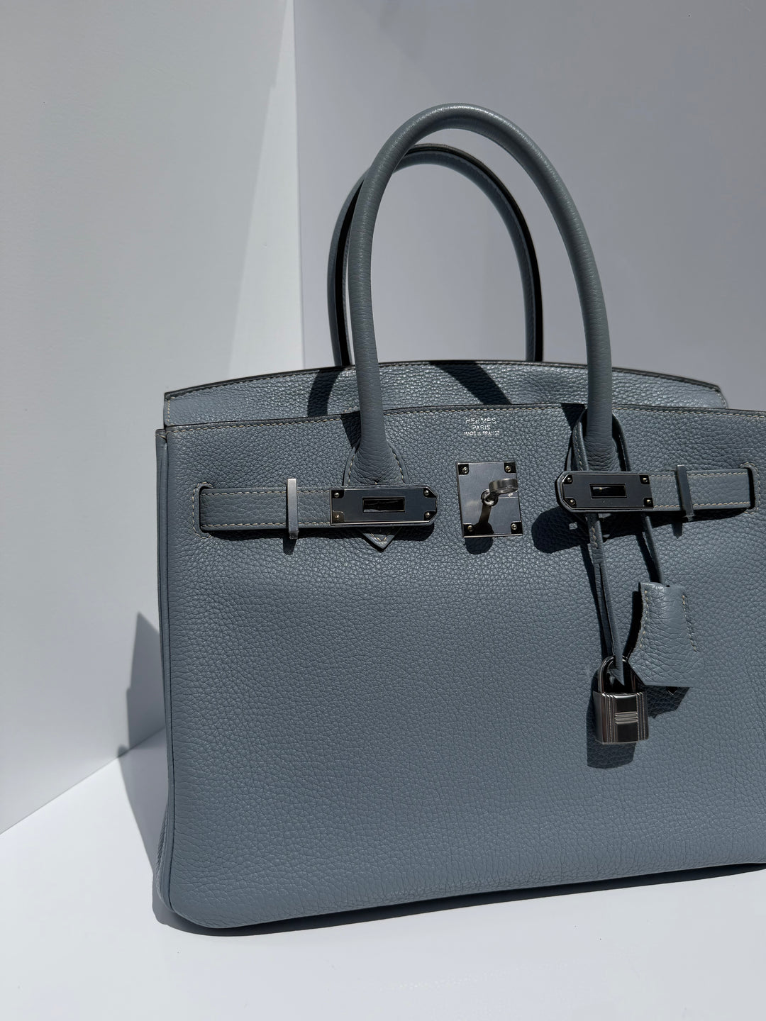 Hermès Birkin 30 Bleu Lin Togo Palladium Hardware 2012