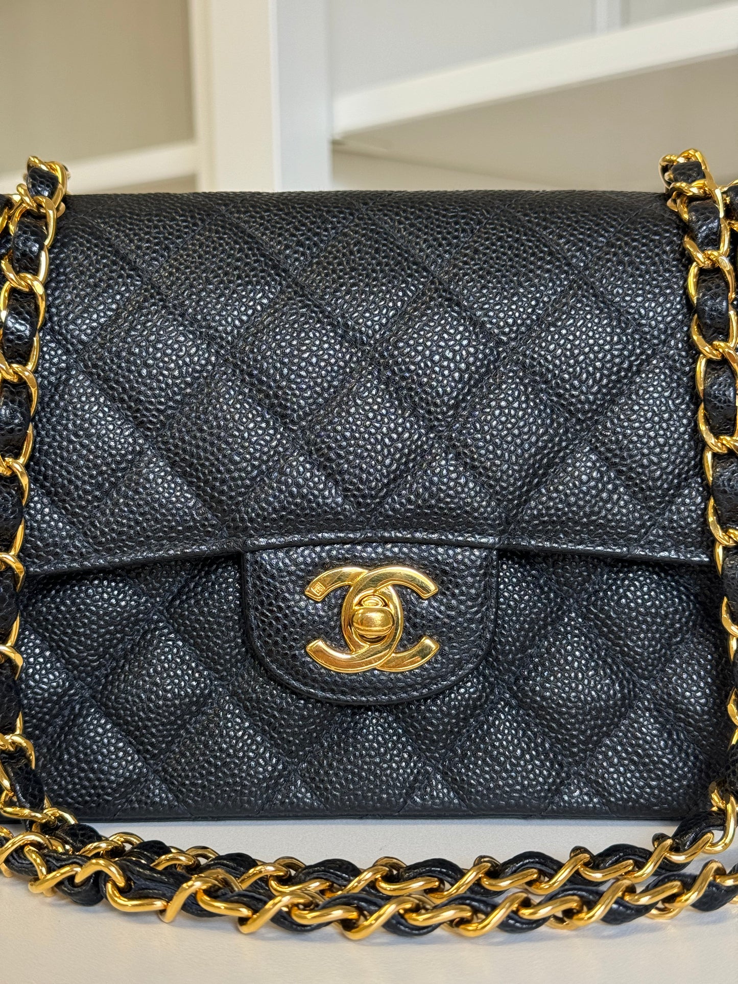 Chanel 6 Series Black Small Vintage Caviar Classic Flap Bag