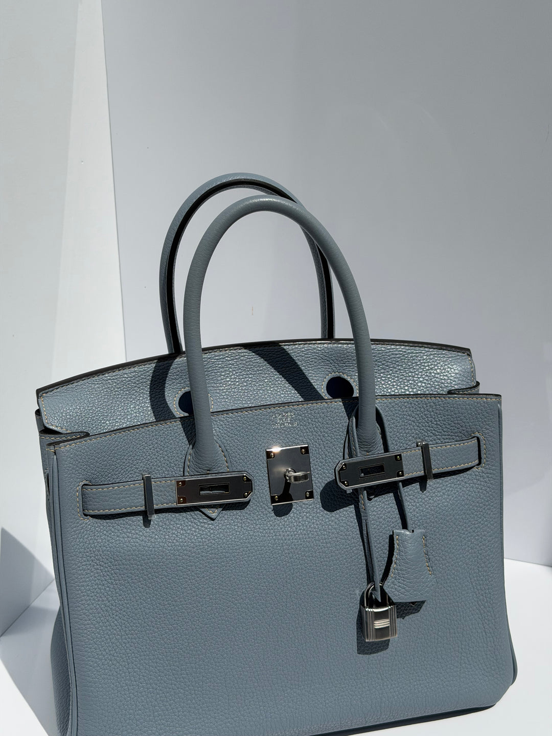Hermès Birkin 30 Bleu Lin Togo Palladium Hardware 2012