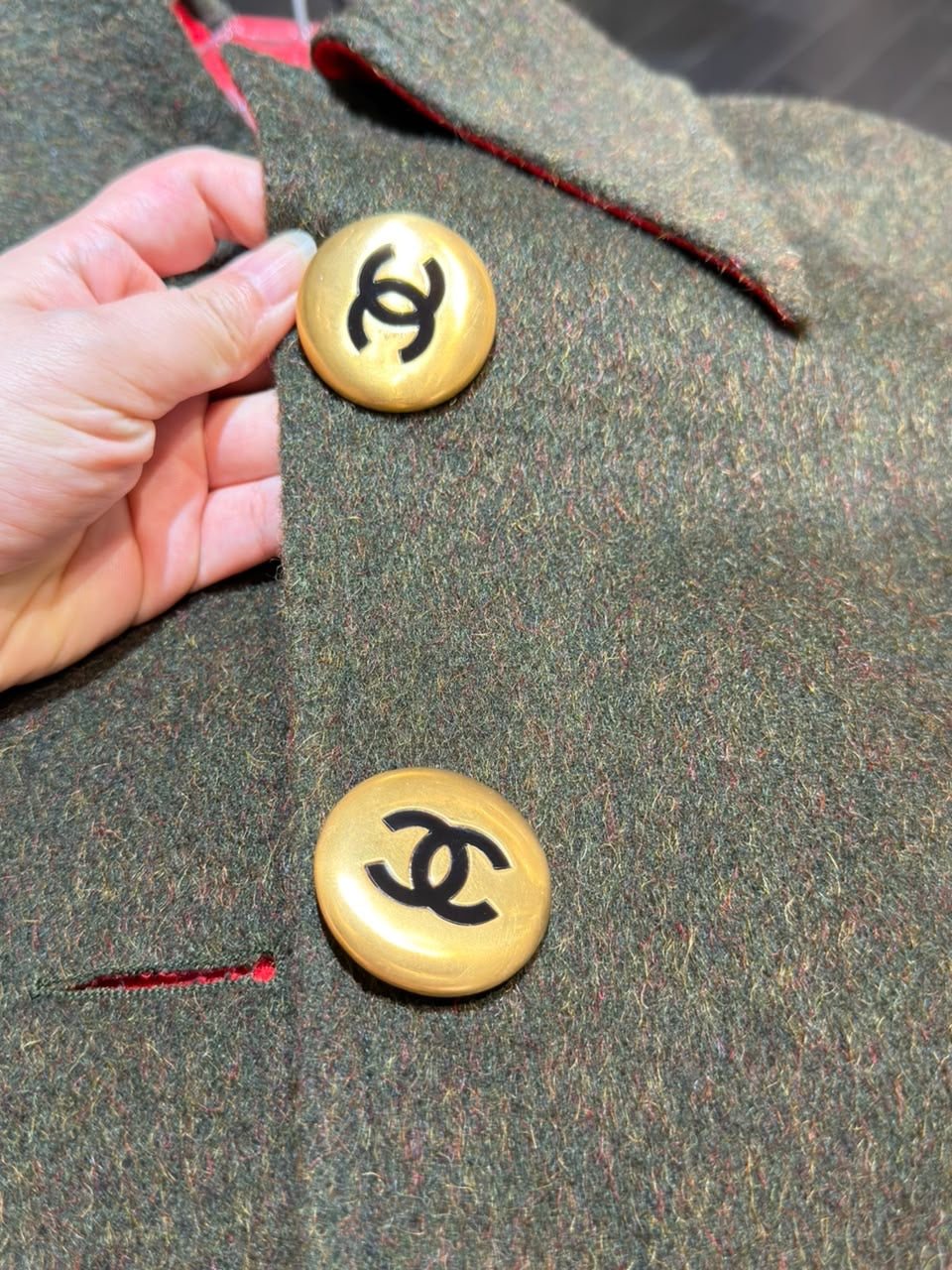 Chanel CC Military Green Wool Runway Coat 1992