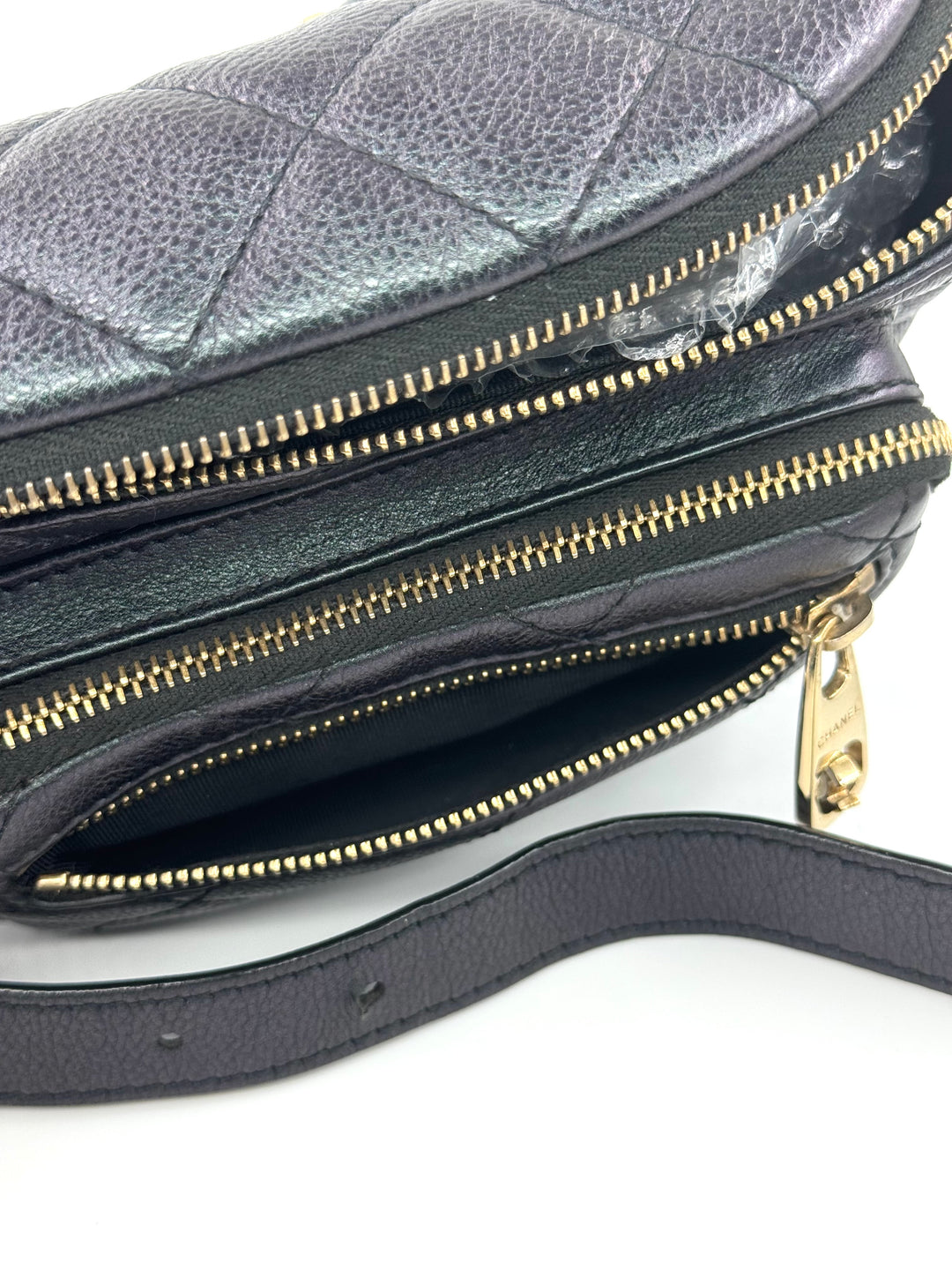 Chanel 2019 Black Iridescent Calfskin Waist Bag