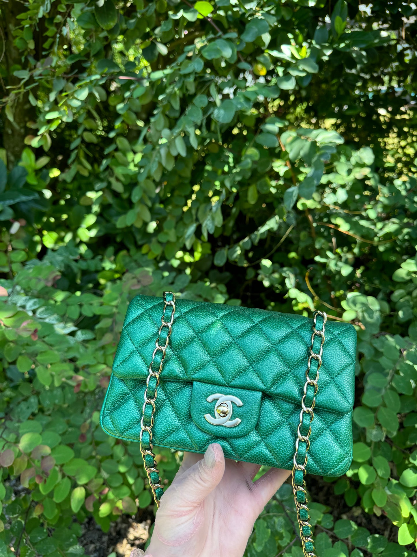 Chanel 18S Emerald Green Caviar Mini Flap Bag