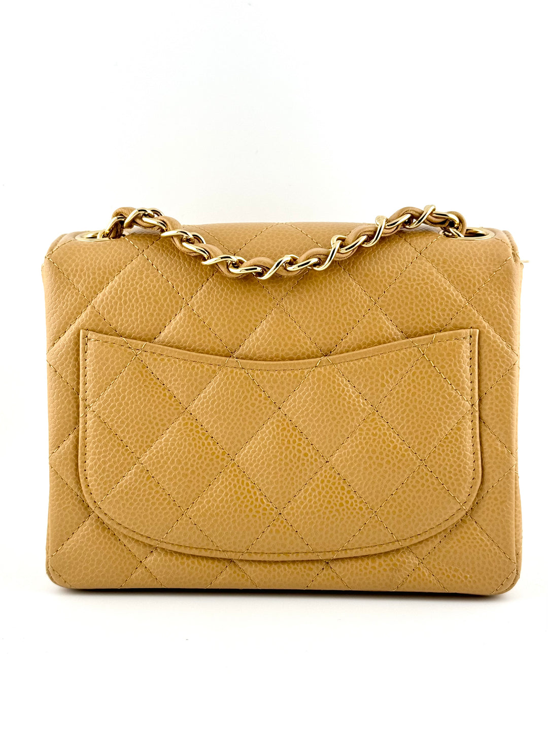 Chanel Dark Beige Vintage Mini Caviar Square Flap Bag
