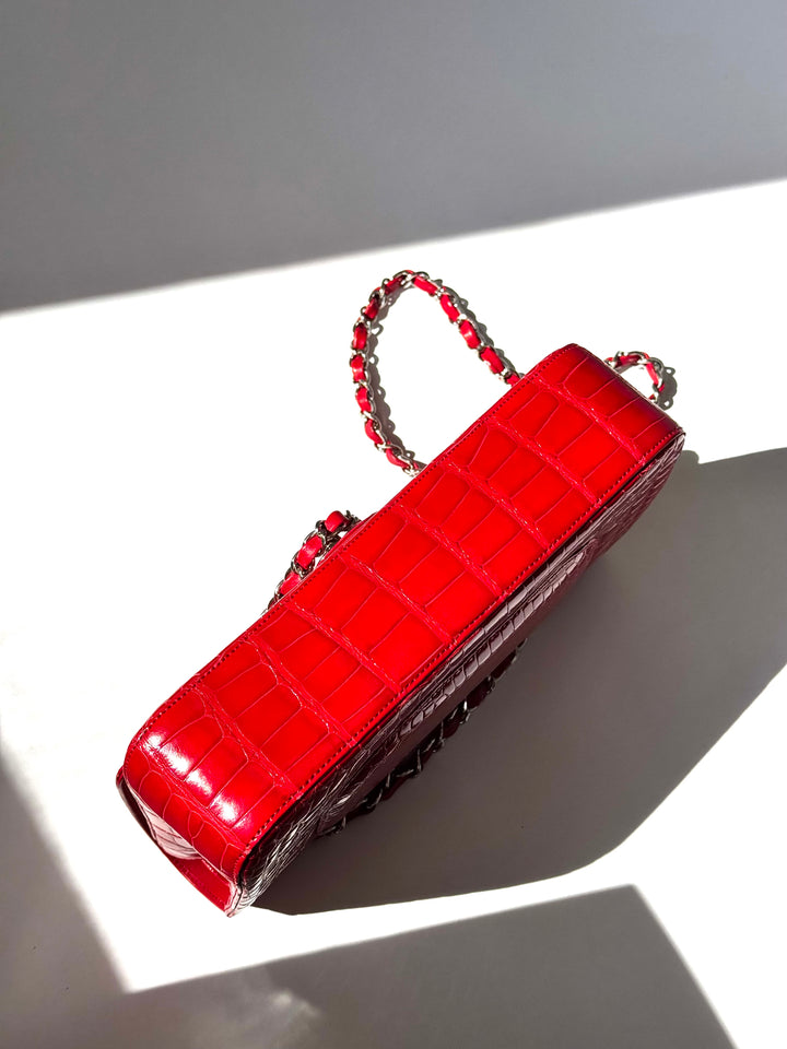 Chanel Red Alligator Medium Classic Flap Bag