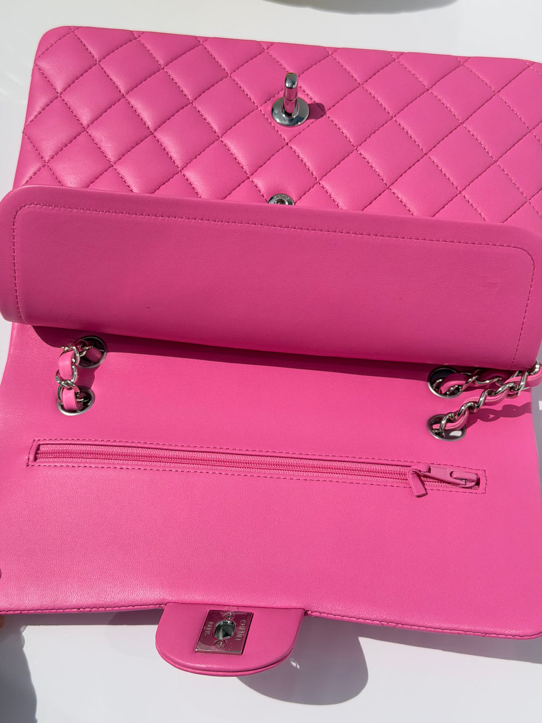 Chanel 21S Medium Classic Flap Lambskin Pink Silver Hardware