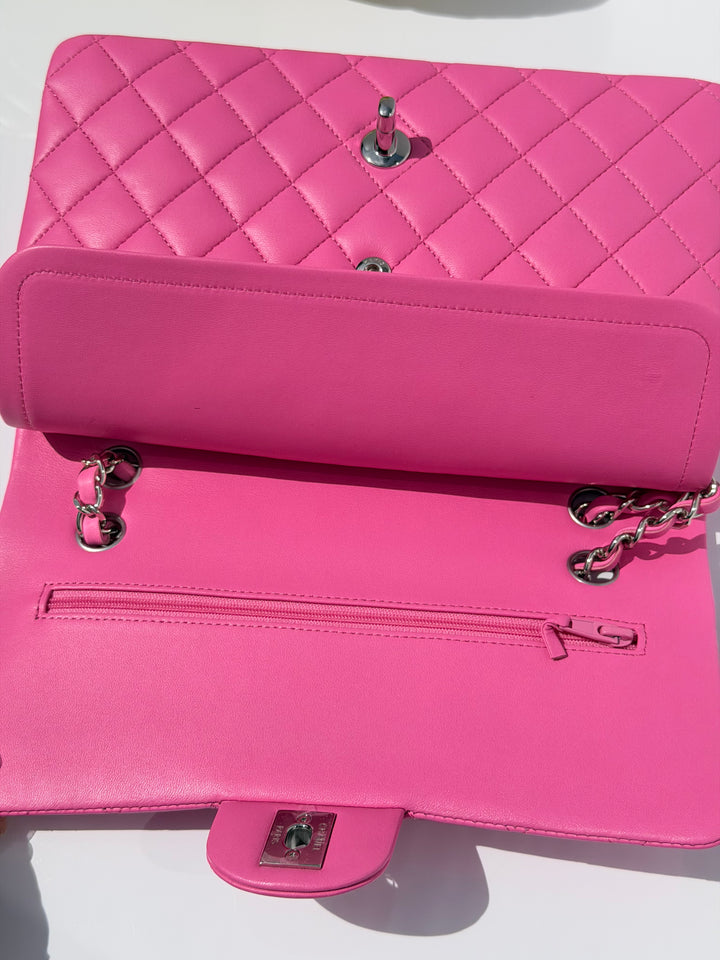 Chanel 21S Medium Classic Flap Lambskin Pink Silver Hardware