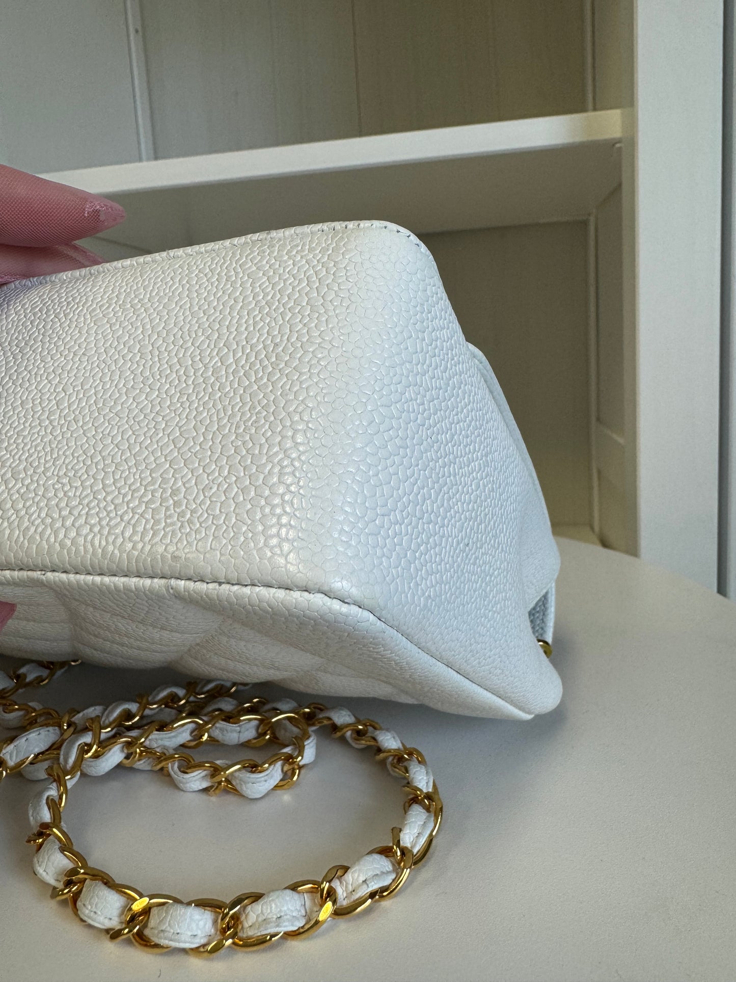 Chanel Snow White 24K Medium Caviar Diana Flap Bag