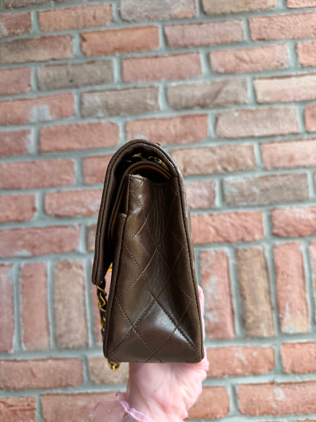 Chanel Medium Classic Flap Bag Lambskin Brown 24K Plated Gold Hardware 1994