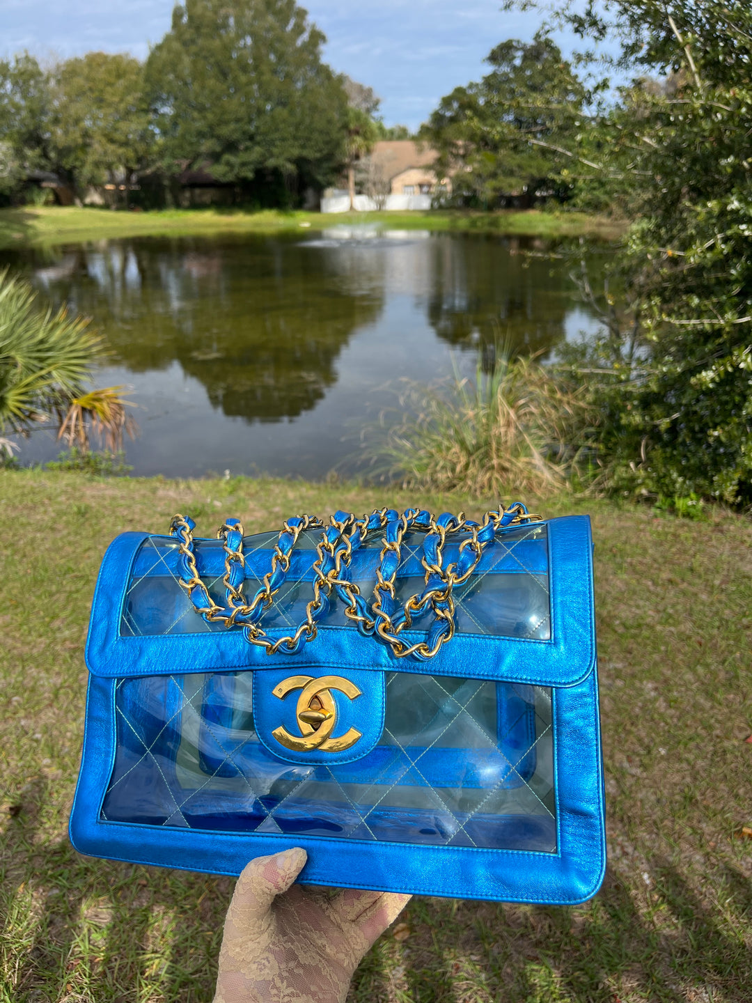 Chanel Iridescent PVC Maxi Lambskin Flap Bag