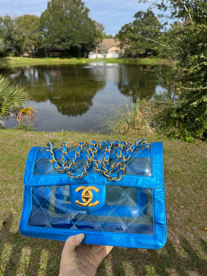 Chanel Iridescent PVC Maxi Lambskin Flap Bag