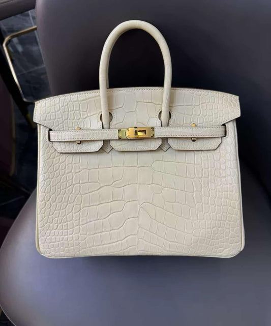 Hermes Matte Crocodile Vanille Birkin 25 GHW