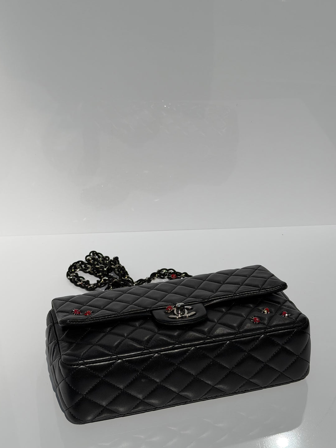 Chanel Medium Ladybug Flap Black Lambskin Silver Hardware 2011