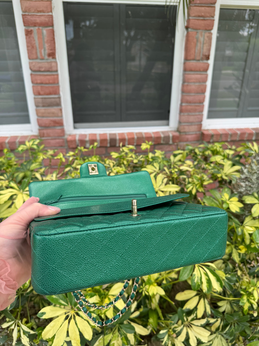 Chanel Classic Medium Double Flap Emerald Green Caviar Gold Hardware 2018