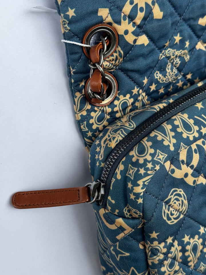 Chanel 2014 Paris Dallas Medium Teal Bandana Flap Bag