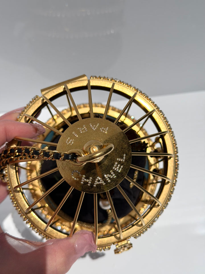 Chanel Bird Cage Minaudière Gold Lambskin Strass Enamel Gold Hardware 2020
