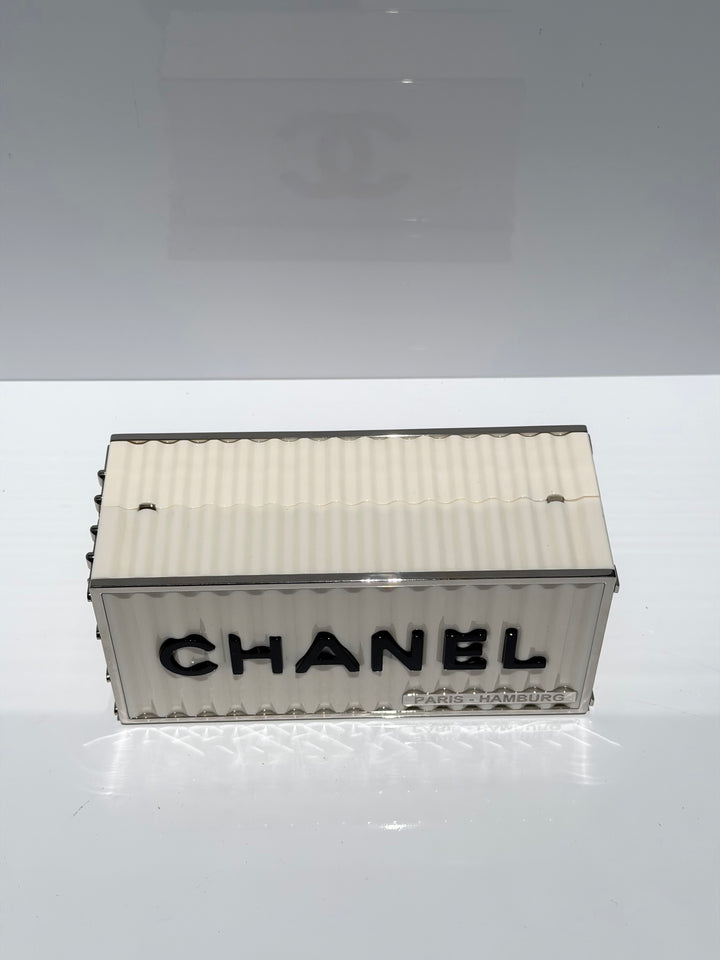Chanel Shipping Container Bag Lucite White Silver Hardware 2018