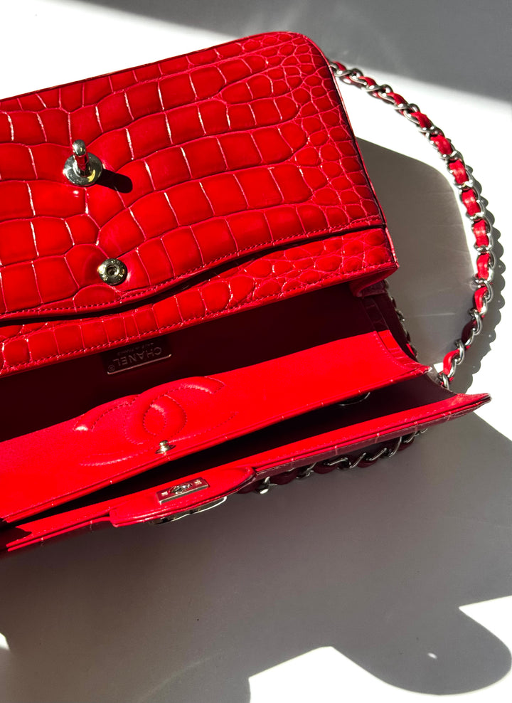 Chanel Red Alligator Medium Classic Flap Bag
