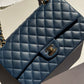 Chanel 18C Navy Blue Medium Caviar Double Flap Bag