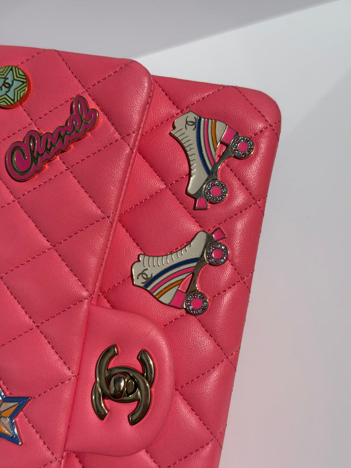 Chanel Medium Hollywood Charms Classic Flap Bag Pink Lambskin Light Gold Hardware 2024