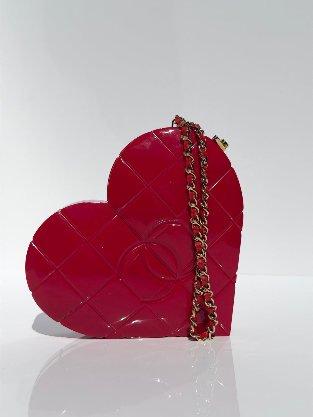 Chanel Heart Minaudiere Lucite Red Gold Hardware 2002