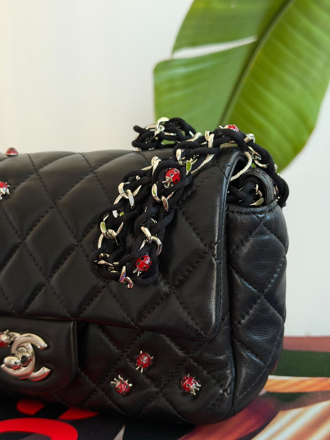 Chanel Mini Ladybug Flap Black Lambskin Silver Hardware 2011