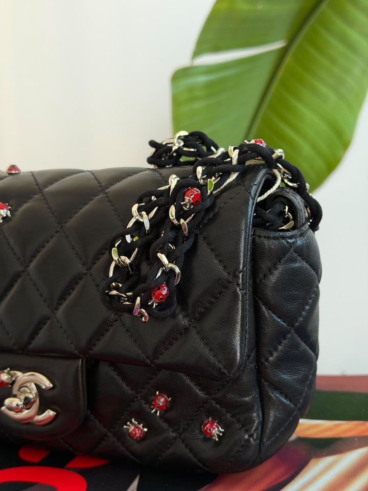 Chanel Mini Ladybug Flap Black Lambskin Silver Hardware 2011