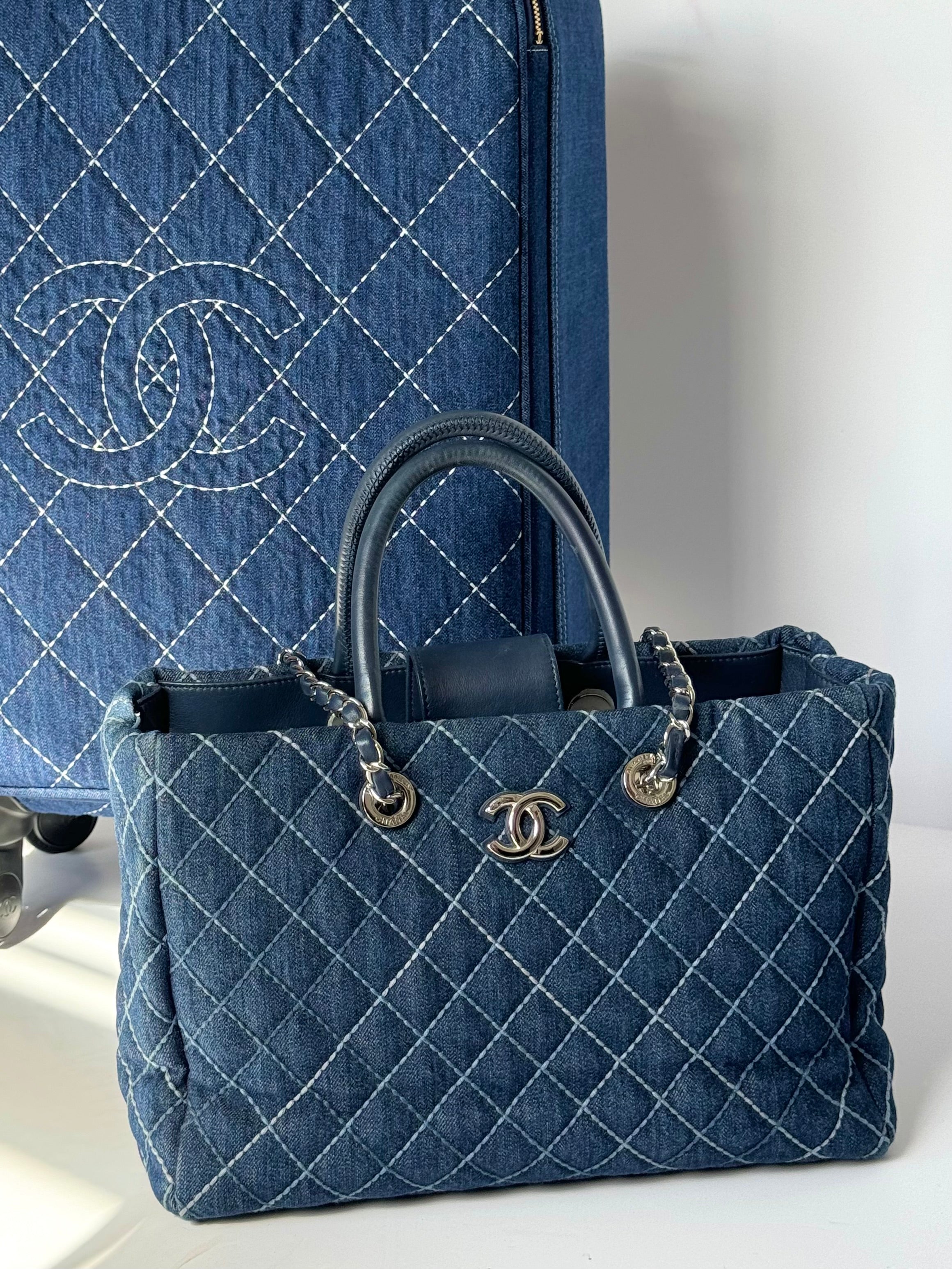Chanel Large Denim 2 Way Coco Handle Tote – Its A Luv Story