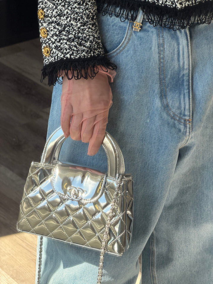 Chanel Nano Kelly Shopper Silver Mirror Calfskin Silver Tone Hardware 2026