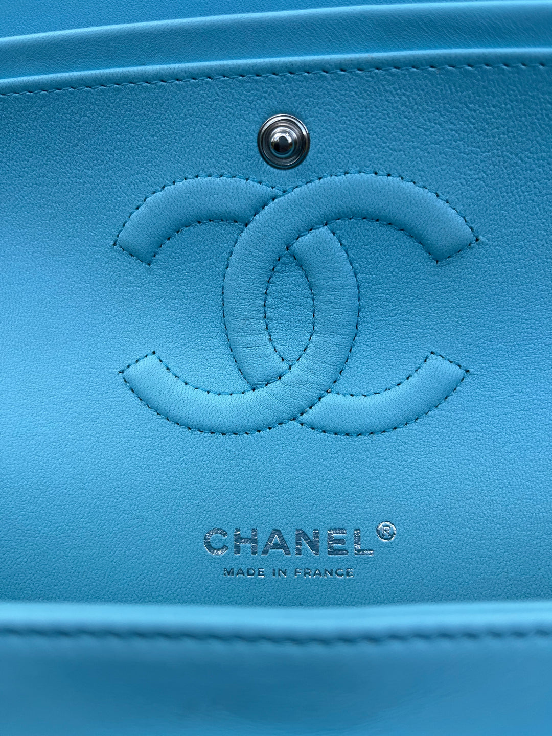 Chanel 21S Blue Neon Lambskin Medium Flap Bag